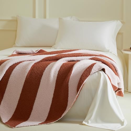 Fuzzy Microfiber Throw Blanket for Couch- Reversible Cozy Warm Blanket for All Seasons Luxury Plush Throw for Bed