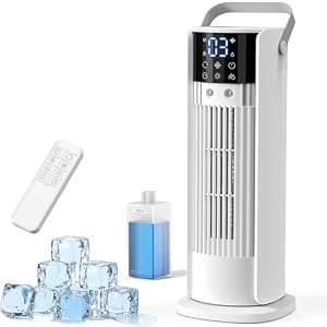 Klimaanlage Mobil, 4-In-1 Luftkühler mit Wasserkühlung, Mobile Klimaanlage con Tanque de 900ml, 3 Gebläsestufen, 90° Oszillation, LED-Display, Leise Klimaanlage mit Luftbefeuchter (Weiß)