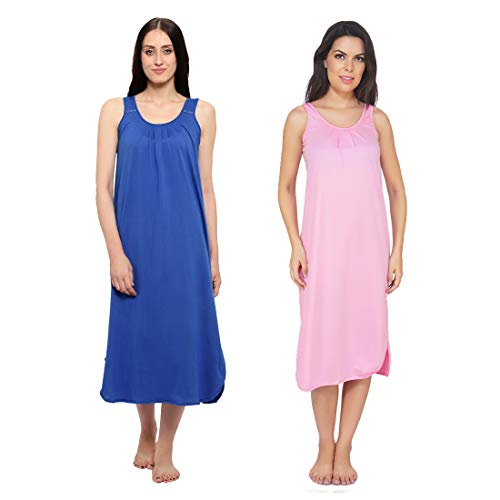 Image of BLAZON Women's Cotton Hosiery Solid Maxi Nighty Slip (Pack of 2) Available Sizes: S, M, L, XL, 2XL, 3XL, 4XL, 5XL
