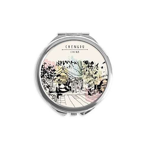 Miroir rond de poche Lijiang Chine, maquillage portable multicolore 2,6x2,4 pouces