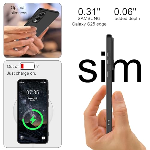 Taneny Silicone Case for Samsung Galaxy S25 Edge, Durable and Stylish Drop Tested Soft Silicone Gel Rubber Slim Fit Shockproof Protection Phone Cover for Galaxy S25 Edge (Black) - image 3