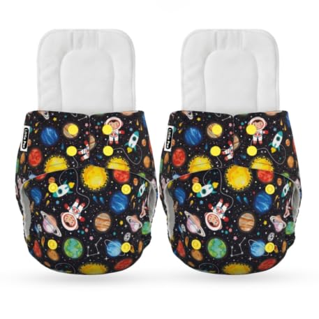 Image of Little Pea Adjustable Cloth Diaper for Babies (3 Months-3 Years) | Leak-Proof, Washable & Reusable | Includes 2 Diaper + 2 Absorbent Pad | Free Size (5-18 kg) | Pack of 2