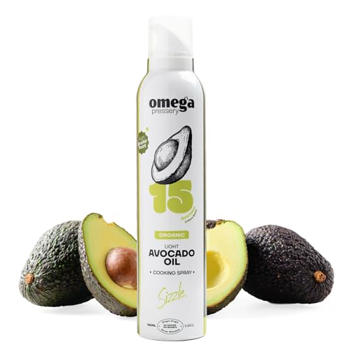 Omega Pressery Organic Avocado Oil Cooking Spray - 150 ml | Neutral Flavour | High Smoke Point 270C | 100% Pure Natural Cooking Oil | Good for Frying Roasting Baking & Air Frying at High Heat
