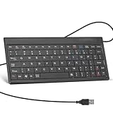 Aurevita USB Mini Keyboard, Wired Ultra Slim Small Keyboard Gaming, USB Interface for Android TV Box,Windows PC,Raspberry Pi, Layout Compact-Black