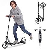 Skidee Kick Scooter for Kids Ages 6+ - Adjustable Handlebar Up to 41' High, Large Wheels, Anti-Shock Suspension - Foldable, Lightweight Scooters for Kids, Teens & Adults, Max Load 220 Lbs