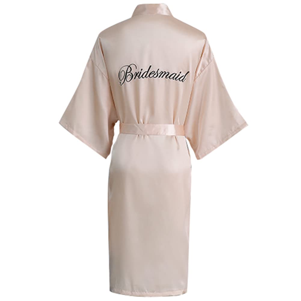 Xiinxigo Women's Bridesmaid Champagne Dressing Gown For Party Robes, Satin Kimono Robes, Bride Bathrobe, Nightdresses Sleepwear Dressing Gown,,2Xl