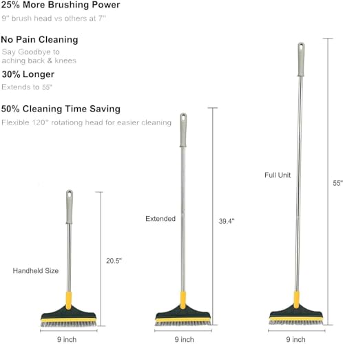 Image of SHOPPOFOBIX 2-in-1 Bathroom Cleaning Brush with Wiper - Long Handle 180 Rotate Toilet Brush, Tiles Cleaning, Floor Scrub for Kitchen and Bathroom