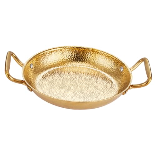 VERDANVERSE Plato de Acero Inoxidable con Doble Asa Bandeja para Aperitivos y Almacenamiento de Alimentos para Sukiyaki y Mariscos Dorado Uso Hogar y Restauración