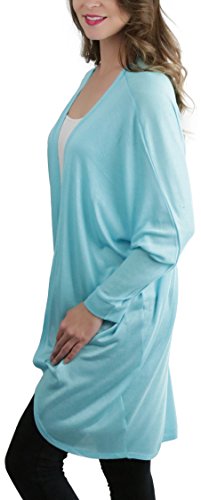 Image of ToBeInStyle Womens Open Front Long Sleeve Lightweight Asymmetrical Draped Cardigan with Side Pockets
