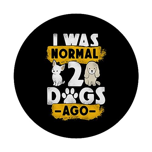 I Was Normal 2 Dogs Ago Funny Dog PopSockets Swappable PopGrip, Black - Image 3
