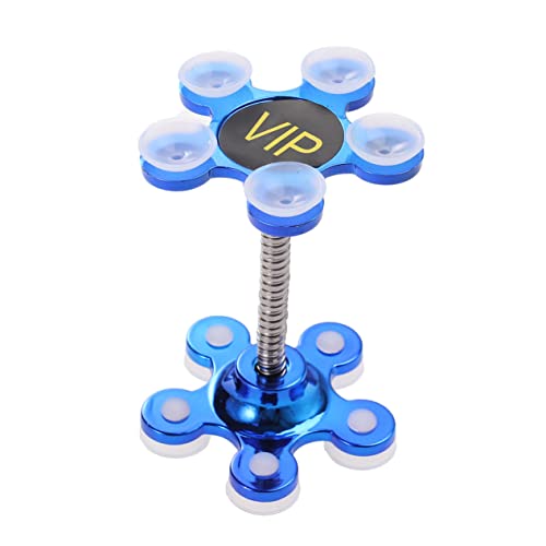 KALLORY Car Phone Holder with Double Sided Suction Cup Rotation for Windshield Dashboard Multi Functional Silicone Phone Bracket Blue