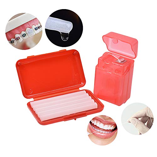Image of Portable Orthodontic Toothbrush Kit for Orthodontic Patient Orthodontic Care Kit for Braces Interdental Brush Dental Wax Dental Floss Toothbrush Box Oral Care Kit Dental Travel Kit(Red)
