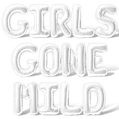 Letter Balloons - GIRLS GONE MILD 16" Inch Alphabet Letters Foil Mylar Balloon Bachelorette Party Banner (White)