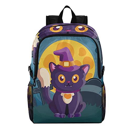 Cartable Vnurnrn léger chat bleu pour les sorties scolaires et vacances