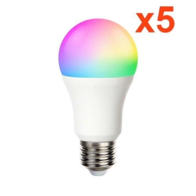 Silamp - Bombilla LED conectada WiFi E27 9W RGBW A60 (paquete de 5)