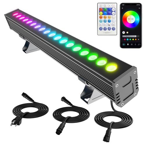 Yasotek Smart Wall Washer Light Bar 20in RGBCW Linkable Waterproof LED Light for Indoors/Outdoors with App/Voice Control 16M Colors Dimmable Music Sync 50 Scene Modes Timer AC120V