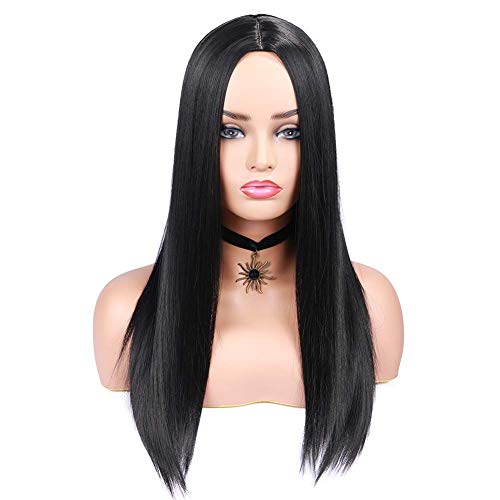 Image of Wynk Mavens black long staright center part hair wig |for Cancer Patients | Heat Friendly Synthetic Fibers | Fashion Wigs