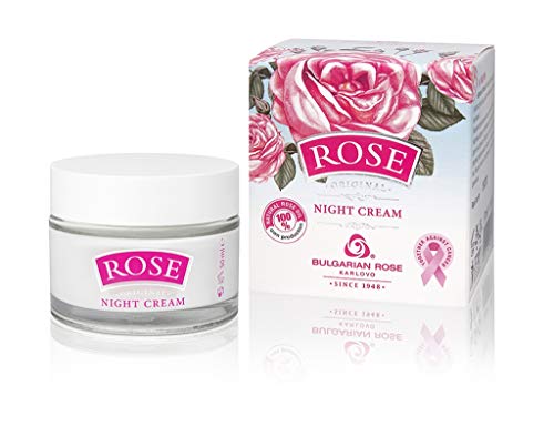 Bulgarian Rose Night Face Cream with Natural Rose Oil, Moisturizing and Rejuvenating Skin Care, Rose Water Revitalizing Night Cream, Hydrating Face Cream