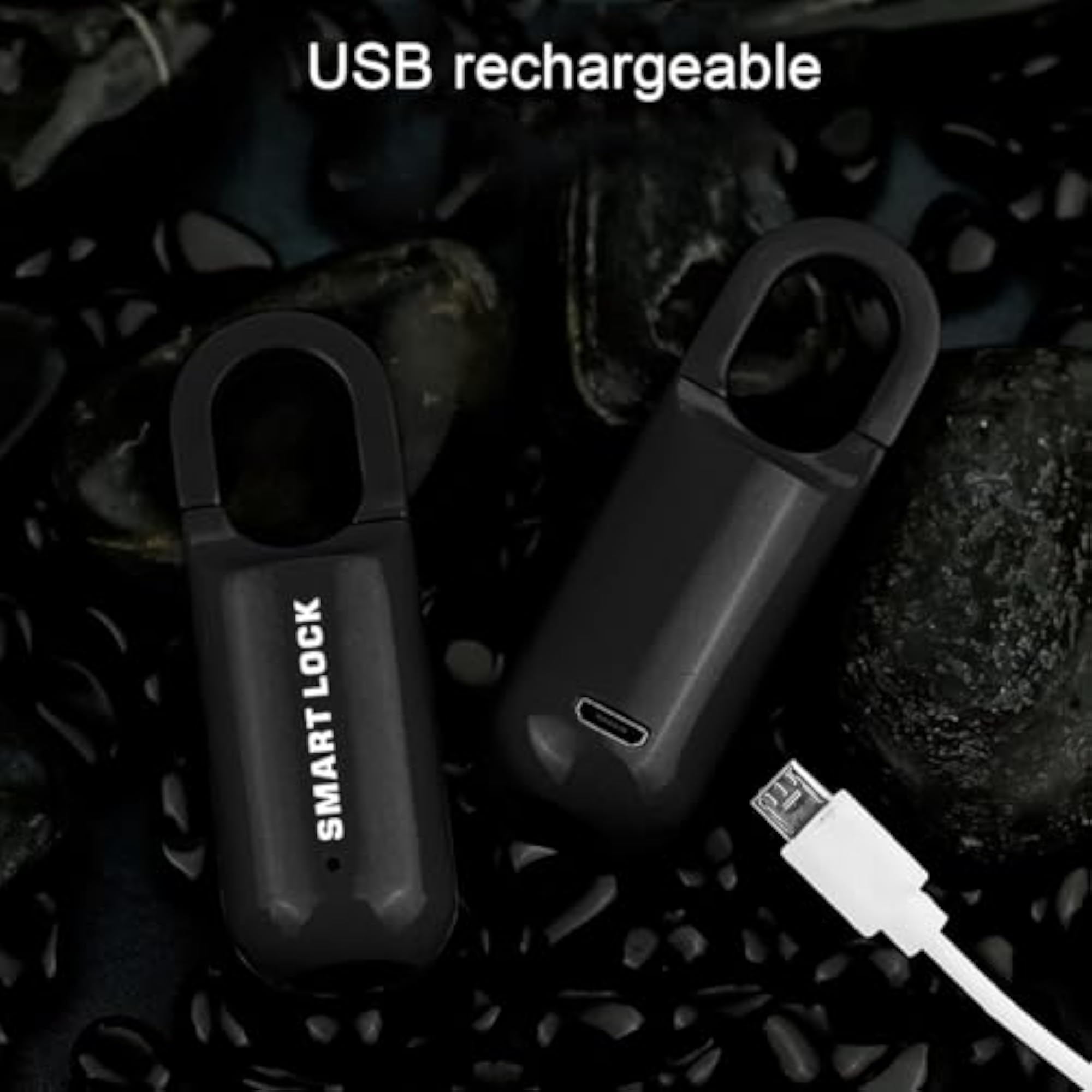 Portable USB Rechargeable Fingerprint Padlock, Keyless Access