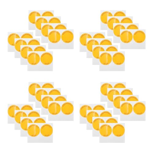 TIKTOLA 16pcs Self-Adhesive Emergency Stop Warning Decals Stickesrs with Red Lettering for Industrial Machinery Safety Equipment