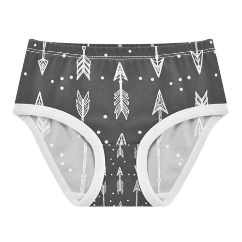 White Arrows Dark Grey Toddler Girl Undies, Girls' Cotton Brief Underwear, 2T–8 Years