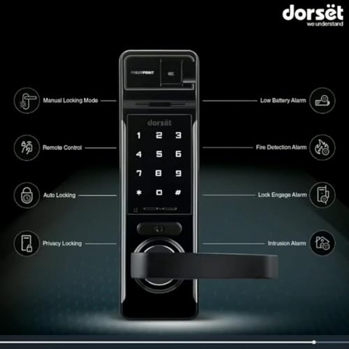 Image of Dorset DG 501 Digital Door Lock | 4 in 1 Access Lock (Biometric, PIN, RFID, Mechanical Key) | up to 200 Unique Fingerprint and up to 50 RFID Card | Free Installation, DG501 IGM, Black