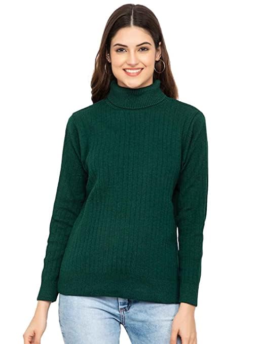 Ribbed Sweatshirt Casual Wear Highneck/Full Sleeves Tops for Women and Girls