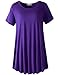 LARACE Women Short Sleeves Flare Tunic Tops For Leggings Flowy Shirt (2X, Deep Purple)