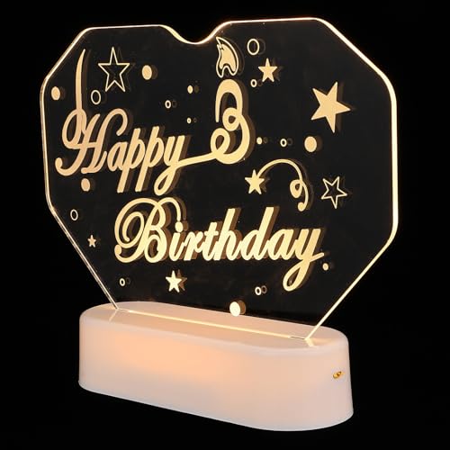 Alipis Panneau LED Joyeux Anniversaire à LED Décoration Lumineuse D’Anniversaire Garçon et Filles Lumière Blanche Chaude Ornement Lumineux Festif pour Fête...