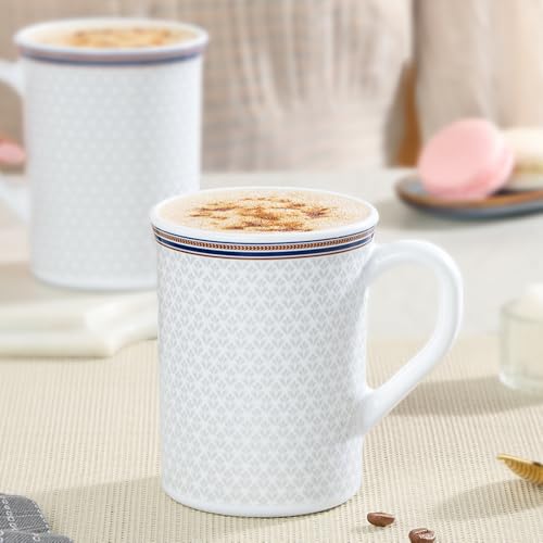 Image of Larah by BOROSIL 350ml x 2pc Opalware Starlight Tea /Coffee Mug Set, Microwave & Dishwasher Safe Embossed Design Crockery Ideal for Daily Use & Gifting