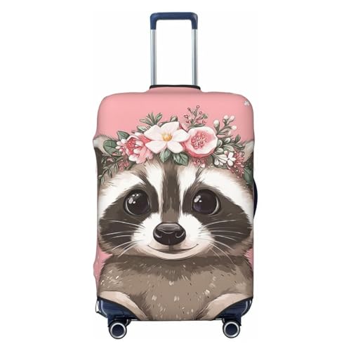 Raccoon With A Flower Crown Elastic Travel Luggage Covers Dustproof Scratch-Resistant Suitcase Protector Fit 22-24 Inch