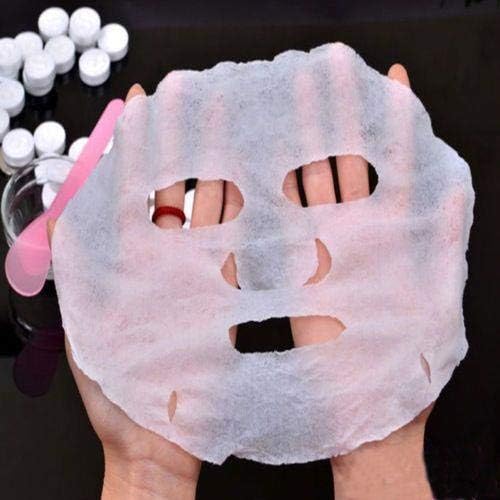 Skin Care Facial Compressed Mask Paper DIY Natural Face Cotton Mask Sheets with Mask Bowl-Good Partner for Skin Lotion PACK OF 100