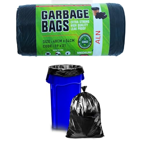 Image of ALN Premium Garbage Bags for dustbin|Size 19 x 21 inches (Medium) 30 Bags Count Black, For Dry & Wet waste |30 bags /roll