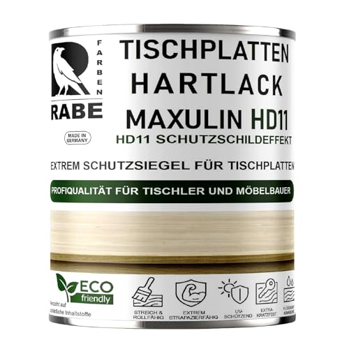 RABE Hartlack Seidenmatt MAXULIN HD11 für Tischplatten Thekenlack Holzlack Klarlack farblos Möbel Lack Eiche uvm (Farblos, 500ml.)