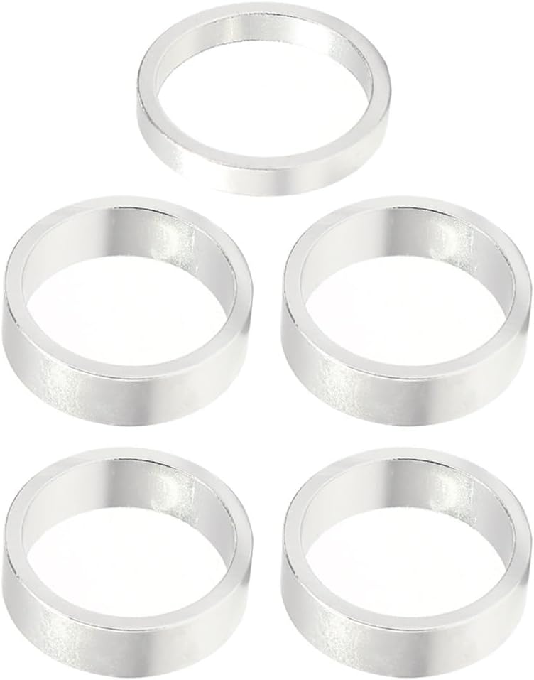 5/10Pcs/Set Road Bike Bicycle Headset Stem Aluminum Alloy Washer Stem Front Fork Spacer Ring Gasket Inner Diameter 28mm for Bikes(10pcs Silver)