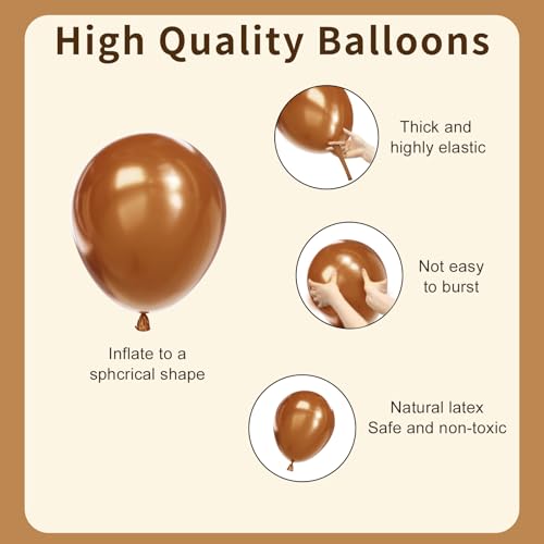 Image of Brown Balloons, 60pcs 12In Neutral Balloon Set, Dark Brown and Sand White Balloons, Tan Cocoa Coffee Beige Nude Latex Balloon for Neutral Baby Shower Birthday Bridal Shower