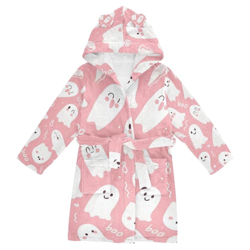 Pink Ghosts Halloween Hooded Robes Sleepwear For Kids