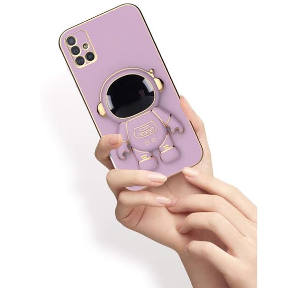 Image of for Samsung Galaxy A71 Case Cute 3D Astronaut Stand Design Camera Protection Shockproof Soft Back Cover for Samsung Galaxy A71 (Purple)