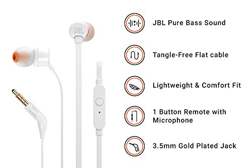 JBL Écouteurs T160 Tune Wired in-Ear Headphone avec Mic White - Les Beatles, Paul McCartney, John Lennon, RIngo Starr, George Harrison JBL Écouteurs T160 Tune Wired in-Ear Headphone avec Mic White – Image 3