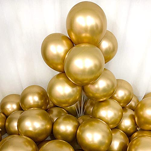 Selibration Gold Metallic Chrome Latex Balloons (Contains 50pcs) For Engagement, Wedding, Anniversary, Christmas decoration and Birthday Celebration, Party Supplies For Your Loved Ones