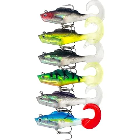 Sunrise Angler Fishing Lures, Pre-Rigged Soft Swimbaits | Paddle Tail |Flanged Tail |Bluegill (6 Pack-Flanged) Cover