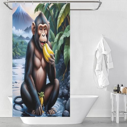Rideau de douche singe anti éclaboussures pour sol sec 92x183cm - 2