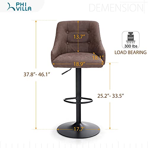 Phi Villa Bar Stools Counter Height,Adjustable Swivel Bar Stools With Back For Kitchen Island,Dining Room And Bar,Modern Bar Chairs Decorate Every Room,Capacity Loading Up To 250 Lbs,Brown,1 Pack #TOP4