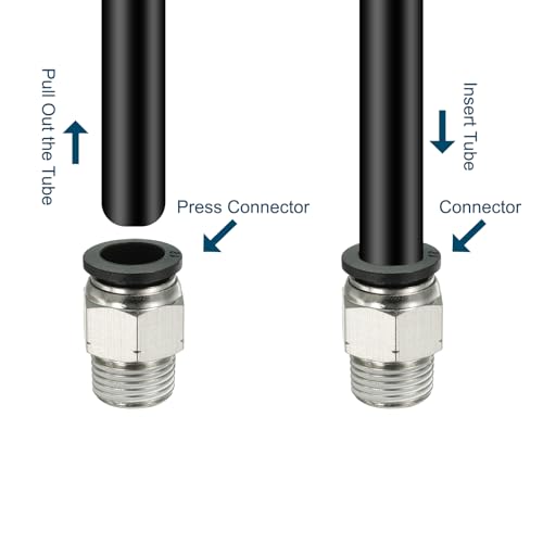 Conectores de empuje rectos y neumáticos de 12 mm a rosca 3/8" NPT para talleres 6