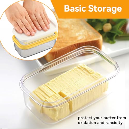 Butter Dish with Seal Cover and Cutter for Refrigerator Table Countertop, 6.7 X 3.9 X 2.8 in