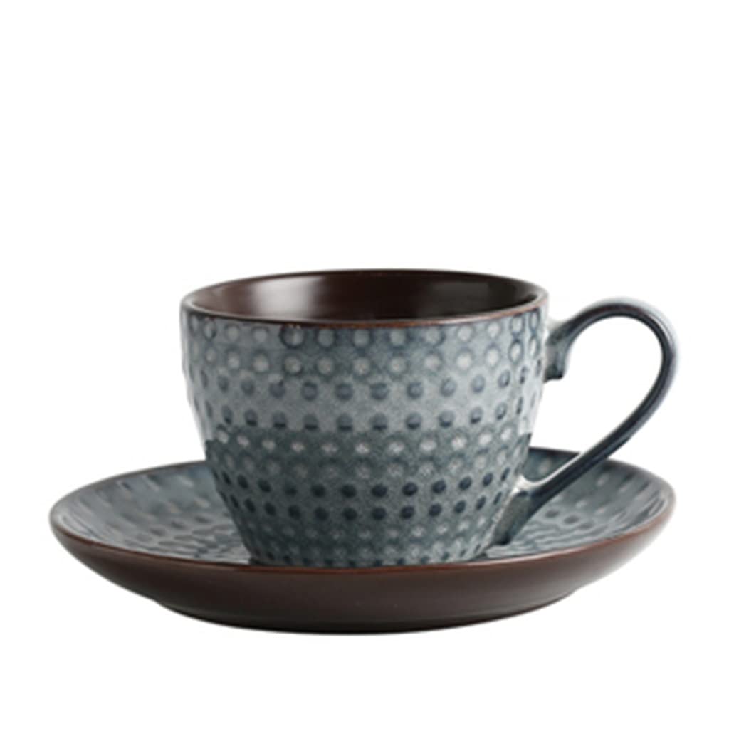 BBCBBZ Ceramiczne spodki do filiżanek Wytłaczany kubek do kawy w stylu retro Cappuccino Filiżanka do espresso Proste i klasyczne naczynia do napojów (D)