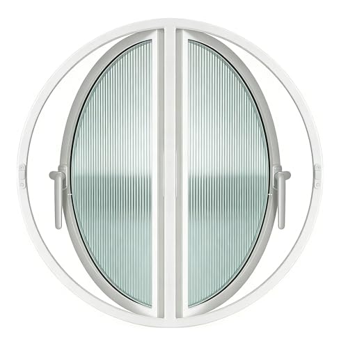 KPHYMOD Round Dual-Opening Window, 40-120 Casement Window with Aluminum Frame and Tempered Glass, Round Ventilated Window with Handle for Bathroom, Kitchen Home Decoration(White,111 cm/43.7 in)