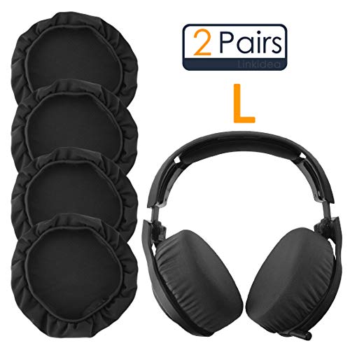 Coussinets d'oreille en tissu lavables Linkidea gris foncé pour casque gaming (lot de 2 paires)