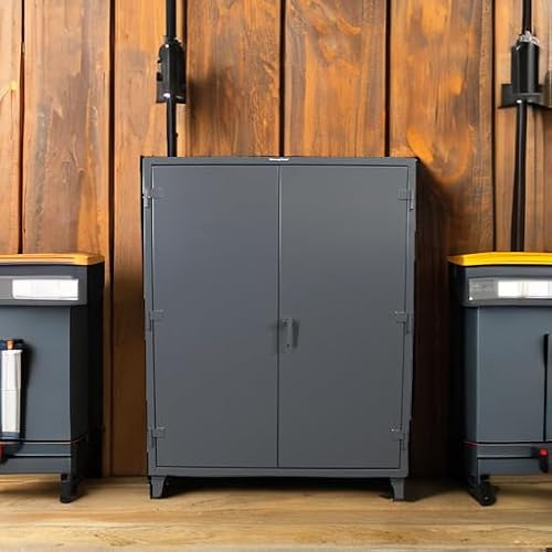Strong Hold, 72\" W x 24\" D x 78\" H, Industrial Cabinet, Heavy-Duty, Welded and Assembled, 12-Gauge Steel, Dark Gray, 4 Adjustable Shelves with 1,525 lbs. Capacity Each - USA, 66-244