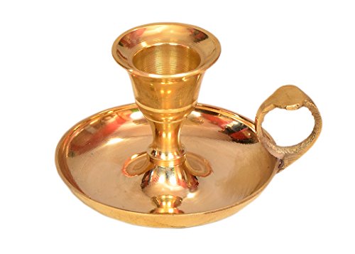 E-Handicrafts Handle Candle Holder Stand Pure Brass. Candle Stands for Decoration Candle Stands for Living Room Candle Stands for Table Candle Holders Candle Holder Stand Candle Holder for Decoration